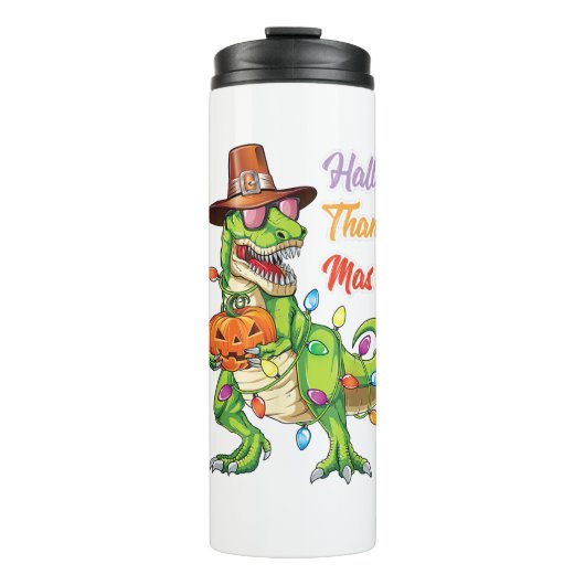 Happy Hanksmas T Rex Halloween Thanksgiving Thermosbeker (Voorkant)