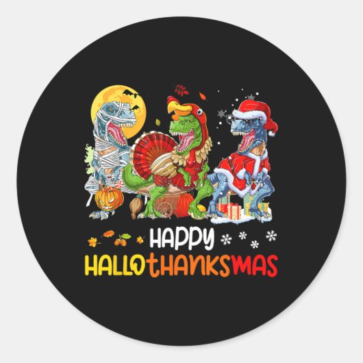 Happy Hanksmas Thanksgiving Dinosaur T Rex T Ronde Sticker (Voorkant)