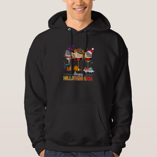 Happy Hanksmas Wine Glasses Drink Hwe Hoodie (Voorkant)