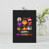 Happy Hanksmas Wine Glasses Halloween Bedankt Kaart (Staand voorkant)