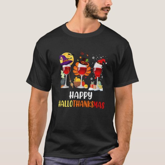 Happy Hanksmas Wine Glasses T-shirt (Voorkant)