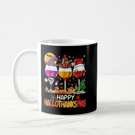 Happy Hanksmas Wine Glasses Witch Santa Hat Koffiemok (Links)