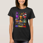 Happy Hanksmas Wine Glasses Witch Santa Hat T-shirt (Voorkant)