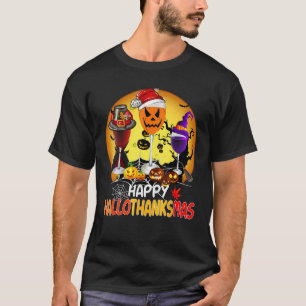 Happy Hanksmas Wine Glasses Witch Santa Hat T-shirt