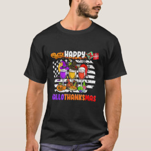 Happy Hanksmas Wine Glasses Witch Santa Hat T-shirt