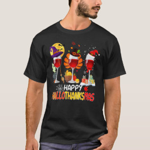 Happy Hanksmas Wine Glasses Witch Santa Hat T-shirt