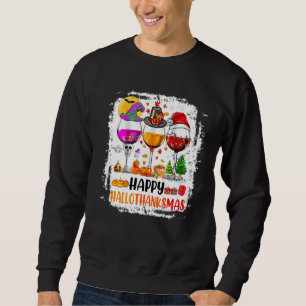 Happy Hanksmas Wine Glasses Witch Santa Hat Trui