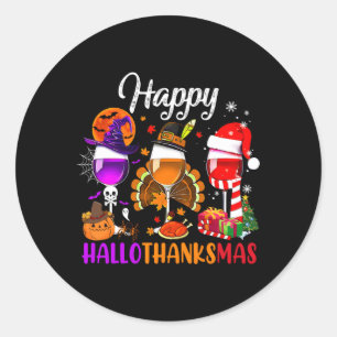 Happy Hanksmas Wine Glasses Witch Santa Pump Ronde Sticker