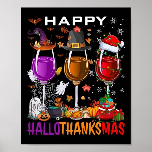 Happy Hanksmas Wine Halloween Thanksgiving C Poster (Voorkant)