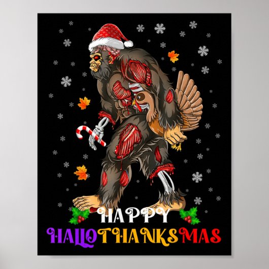 Happy Hankssmas Bigfoot Halloween Thanksgivin Poster (Voorkant)