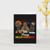 Happy Hankssmas Black Cat Halloween Thanksgiv Kaart (Gele Bloem)