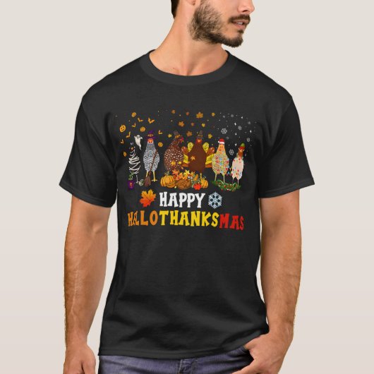 Happy Hankssmas Chicken Halloween Thanksgivin T-shirt (Voorkant)