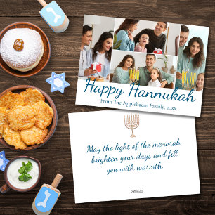 Happy Hannukah, 4 foto's collage stijlvol Feestdagenkaart