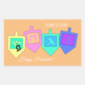 Happy Hannukah English Hebrew Rechthoekige Sticker (Voorkant)