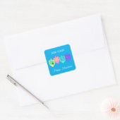 Happy Hannukah English Hebrew Vierkante Sticker (Envelop)