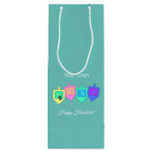 Happy Hannukah English Hebrew Wijn Cadeautas (Achterkant)