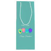 Happy Hannukah English Hebrew Wijn Cadeautas (Voorkant)