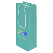 Happy Hannukah English Hebrew Wijn Cadeautas (Voorkant Gekanteld)