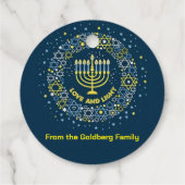 Happy Hannukah menorah sterren Bedankjes Labels (Achterkant)