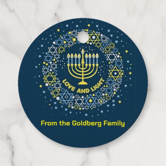 Happy Hannukah menorah sterren Bedankjes Labels (Achterkant)