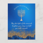 Happy Hannukah ,Navy blauw goud Menorah Feestdagenkaart (Voorkant)
