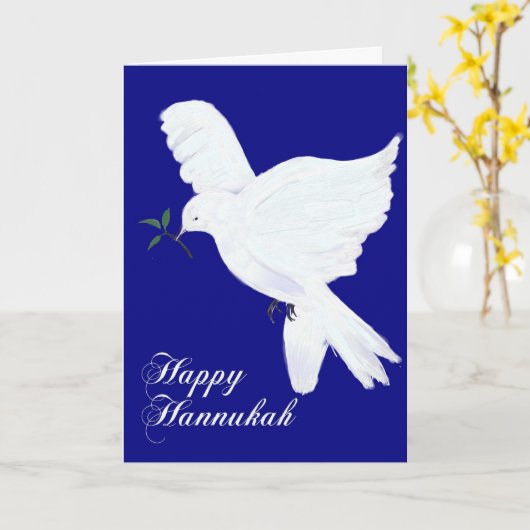 Happy Hannukah!-Peace Dove Kaart (Gele Bloem)