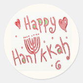 Happy Hannukah Ronde Sticker (Voorkant)
