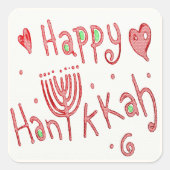 Happy Hannukah Vierkante Sticker (Voorkant)