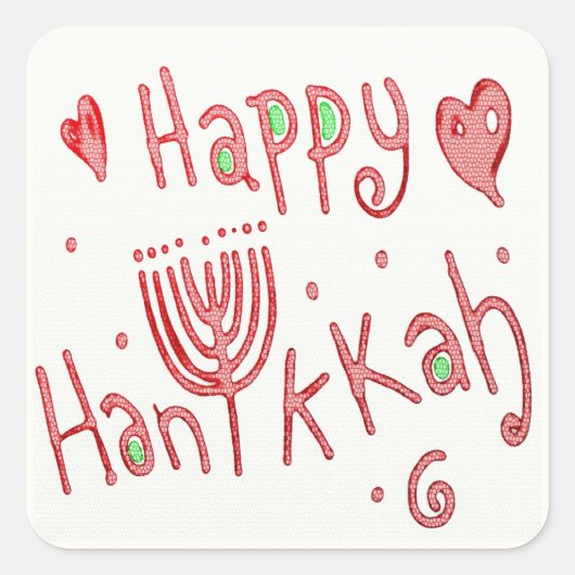 Happy Hannukah Vierkante Sticker (Voorkant)