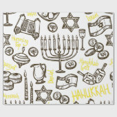Happy Hannukah Wrapping Paper Gift Wrap Cadeaupapier (Vlak)