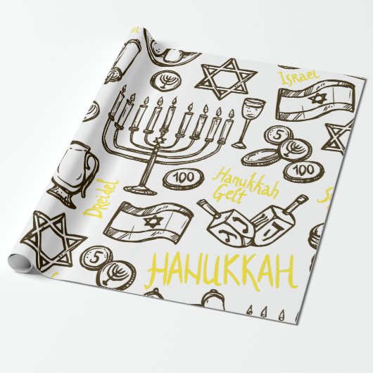 Happy Hannukah Wrapping Paper Gift Wrap Cadeaupapier (Uitgerold)