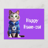 Happy Hanu-Cat | Kat in Chanoeka Sweater Briefkaart (Voorkant)