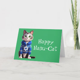 Happy Hanu-Cat | Kat in Chanoeka Sweater Feestdagen Kaart