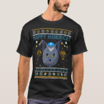 Happy Hanucat Ugly Hanukkah Sweater Chanukah Cat T-shirt<br><div class="desc">Gelukkige Chanoeka Lelijke Chanoeka Trui Chanoeka Kat Vrouwen</div>