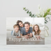 Happy Hanuka | Typewriter Text and Photo Feestdagenkaart (Staand voorkant)