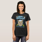 Happy Hanukcat  Jewish Cat Ugly Christmas Sweater T-shirt (Voorkant volledig)