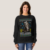 Happy Hanukcat Ugly Hanukkah Sweater Maine Coon Ca (Voorkant volledig)