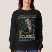 Happy Hanukcat Ugly Hanukkah Sweater Maine Coon Ca (Voorkant)