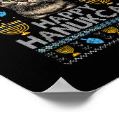 Happy Hanukcat Ugly Hanukkah Sweater Maine Coon Ca Poster (Hoek)