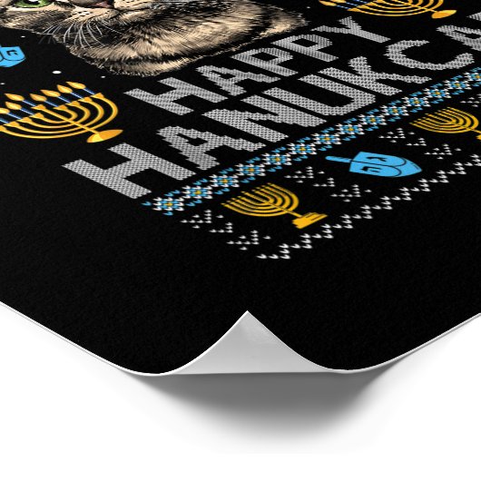 Happy Hanukcat Ugly Hanukkah Sweater Maine Coon Ca Poster (Hoek)