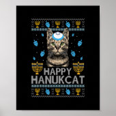 Happy Hanukcat Ugly Hanukkah Sweater Maine Coon Ca Poster (Voorkant)