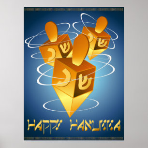 Happy Hanukka Dreidels Print