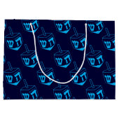 HAPPY HANUKKAH ח כ ה ש נ Hebrew Dreidel NAVY CYAN Groot Cadeauzakje (Achterkant)