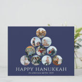 Happy Hanukkah 10 Photo Navy Blue White (Staand voorkant)