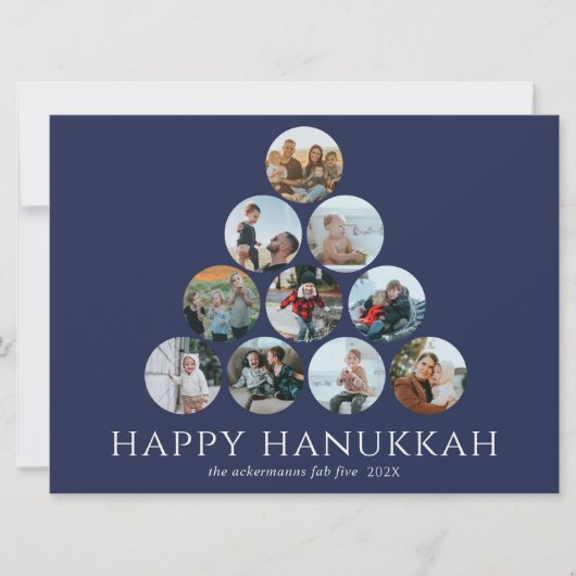 Happy Hanukkah 10 Photo Navy Blue White (Voorkant)