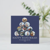 Happy Hanukkah 10 Photo Square Blue White Kaart (Staand voorkant)