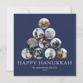 Happy Hanukkah 10 Photo Square Blue White Kaart (Voorkant)
