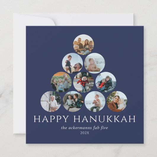 Happy Hanukkah 10 Photo Square Blue White Kaart (Voorkant)