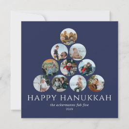 Happy Hanukkah 10 Photo Square Blue White Kaart