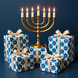 Happy Hanukkah 1a-pakpapier Cadeaupapier